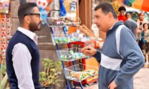 الفنان ماجد الكدواني مع الفنان تامر حسني في "مش أنا"