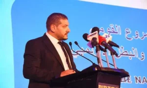 محمد حمدى مدير عام إدارة برامج الموهبة الرياضية أثناء كلمته