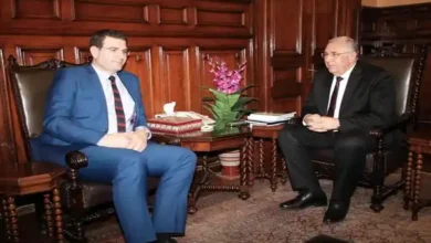 السيد القصير وزير الزراعة المصري والسيد عباس الحاج حسن وزير الزراعة بدولة لبنان