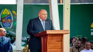 وزير الخارجية سامح شكري خلال كلمته بالإحتفالية