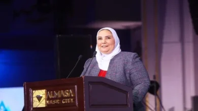 السيدة نيفين القباج وزيرة التضامن الاجتماعي خلال كلمتها بالحفل السنوي