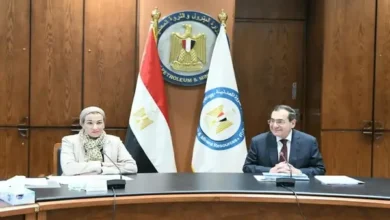 وزير البترول مع وزيرة البيئة خلال إجتماع اليوم