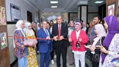 رئيس جامعة كفر الشيخ يفتتح المعارض السنوية لكلية التربية النوعية