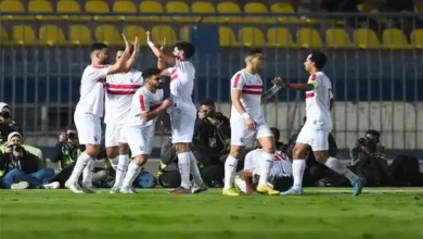 لاعبو الزمالك يحتفلون بهدف مصطفي شلبي في شباك بيراميدز