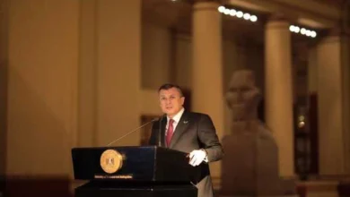 وزير السياحة والآثار أثناء كلمته بالإحتفالية