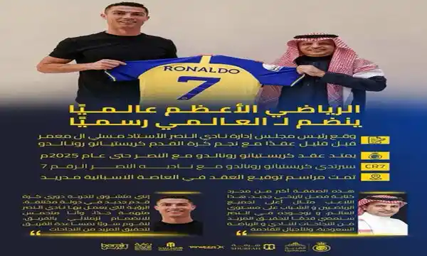 كريستيانو رونالدو في ناي النصر السعودي رسمياً حتي 2025