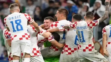 فرحة لاعبي كرواتيا بالفوز علي البرازيل والصعود للمربع الذهبي بمونديال قطر 2022