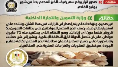 وزارة التموين تَنفي شائعة صدور قرار برفع سعر رغيف الخبز المدعم بدءاً من شهر يوليو القادم
