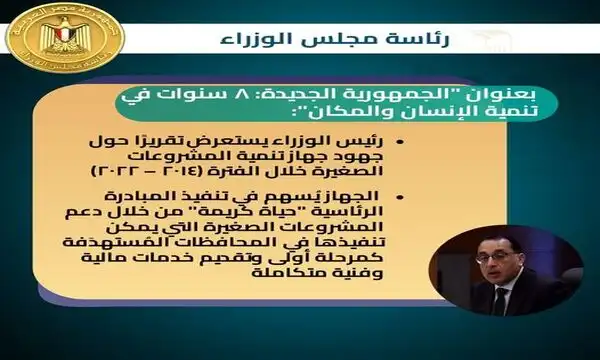 مدبولي يستعرض تقريراً حول جهود جهاز تنمية المشروعات الصغيرة خلال الفترة (2014 – 2022)