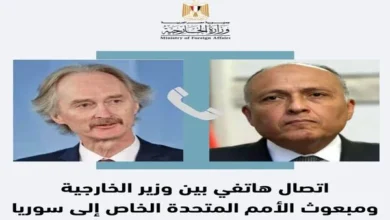 شكري يتلقى اتصالاً هاتفياً من مبعوث الأمم المتحدة الخاص إلى سوريا