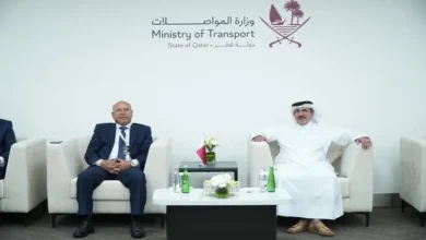 وزير النقل ونظيره القطري يبحثان التعاون في مجالات النقل المختلفة وخاصة في مجال النقل البحري